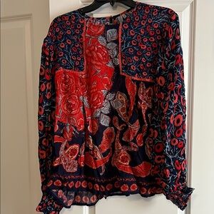 Floral Red and Blue Women's Top